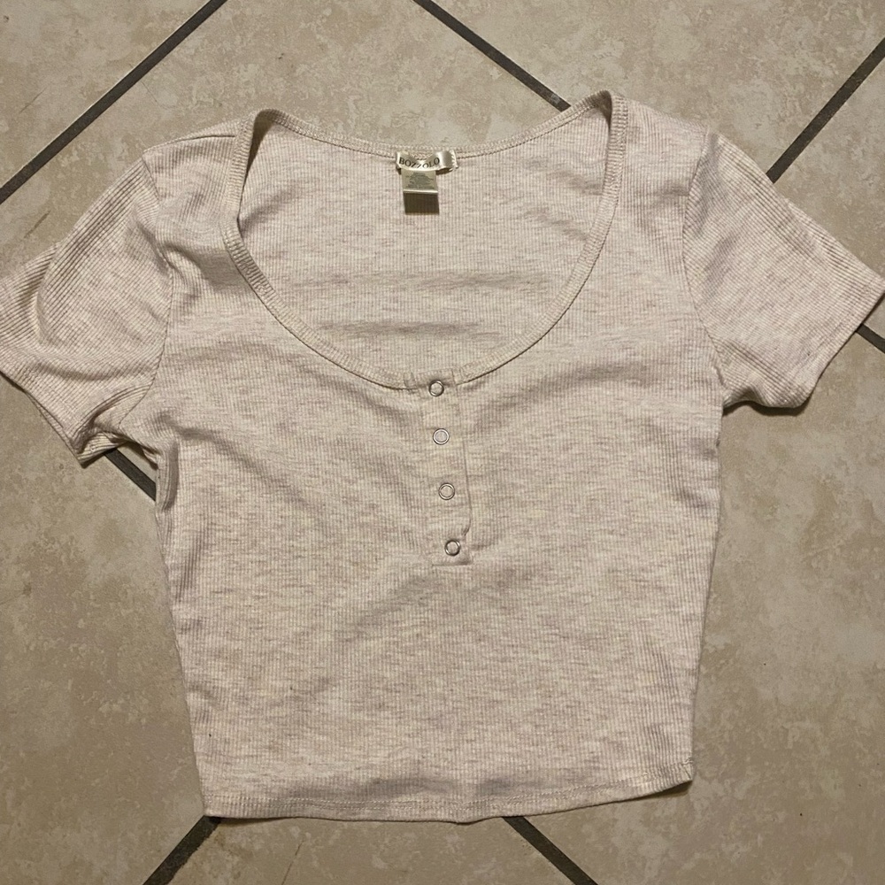 Bozzolo Cream Ribbed Crop Top